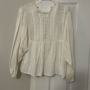 Altar'd State Cream Lace Detail Blouse
